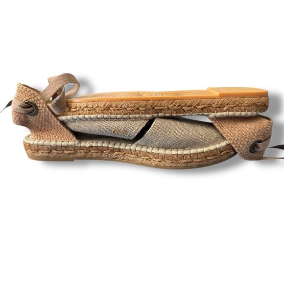 Viscata Candell Beige Linen Espadrille Flats Lace Up Size 41 US 10 - Picture 9 of 11